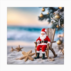 Santa Claus On The Beach 1 Canvas Print