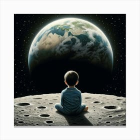 Boy On The Moon Canvas Print