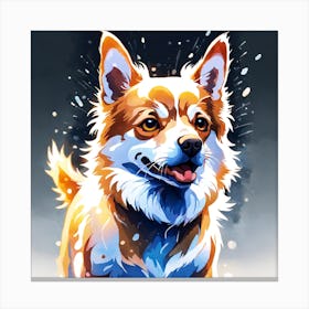 Dog In The Snow 1 Canvas Print