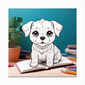 Puppy Coloring Book Canvas Print