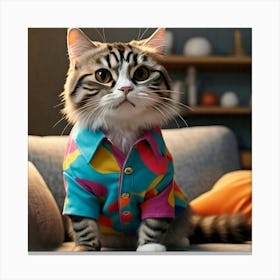 Cat In A Shirt Canvas Print