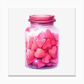 Pink Hearts In A Jar 20 Canvas Print