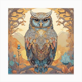 Owl In The Forest Canvas Print