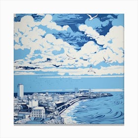 Blue Sky With Birds Canvas Print