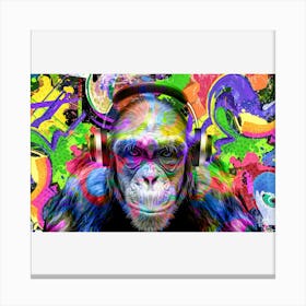 Chimpanzee With Headphones Canvas Print