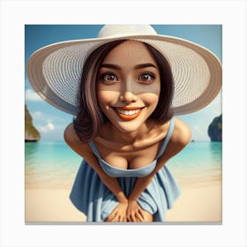 Beautiful Woman On The Beach Canvas Print