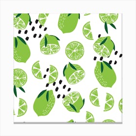 Lime Pattern On White With Decoration Square Canvas Print