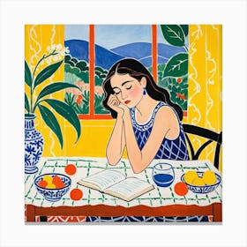 Woman Reading A Book 34 Canvas Print