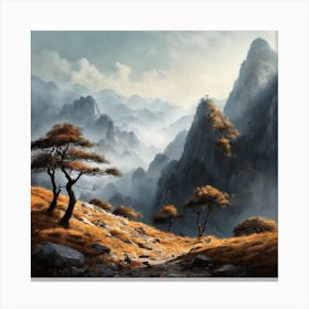 Chinese Mountains Landscape Painting (25) Canvas Print