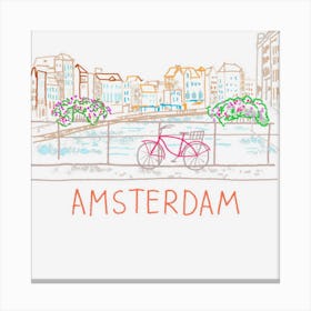 Amsterdam Bike Unique Hand Drawn Art Canvas Print