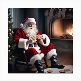 Santa Claus Eating Cookies 13 Canvas Print