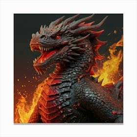 Dragon In Flames 6 Canvas Print