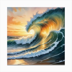 Ocean Wave At Sunset Canvas Print