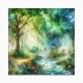 Watercolor Of A Forest 6 Canvas Print