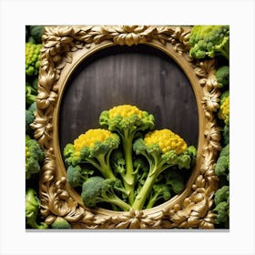 Gold Frame With Broccoli Canvas Print