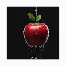 Water Drop On An Apple Canvas Print