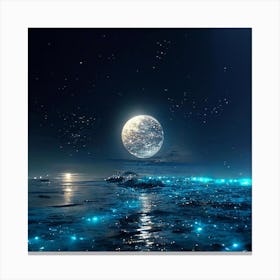 Full Moon Over The Ocean Canvas Print