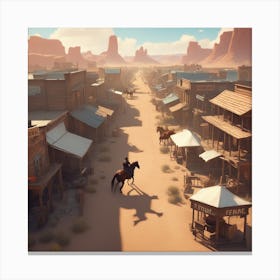 Western Town In Texas With Horses No People Unreal Engine Greg Rutkowski Loish Rhads Beeple M (3) Canvas Print