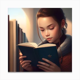 Girl Reading A Book Canvas Print