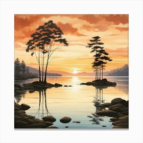 Sunset At The Lake Canvas Print