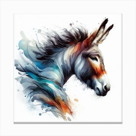Experience The Beauty And Grace Of A Donkey In Motion With This Dynamic Watercolour Art Print Canvas Print