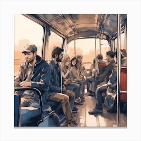 People On A Bus Canvas Print