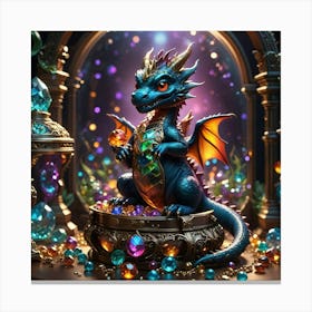 Blue Dragon With Jewels Canvas Print