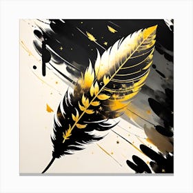 Gold Feather Painting 1 Canvas Print