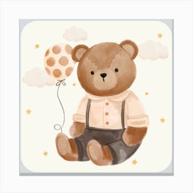Teddy Bear With Balloon | Nursery Art Canvas Print