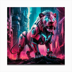 Futuristic Cyborg Lion Canvas Print