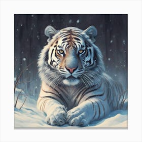 White Tiger In The Snow Canvas Print