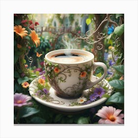 Coffee In The Garden Canvas Print