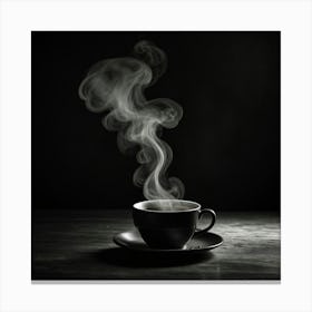 Black And White Coffee Cup With Steam 2 Canvas Print