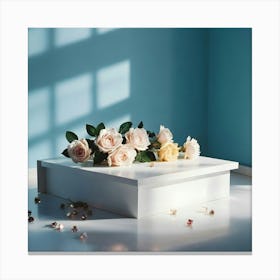 White Box With Roses Canvas Print