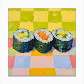Maki Sushi Yellow Checkerboard 1 Canvas Print