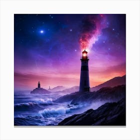 Black Lighthouses Perched Atop The Scorched Venusian Landscape Emanating A Smoky Steam Into The O Canvas Print