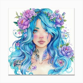 Blue Haired Girl 3 Canvas Print