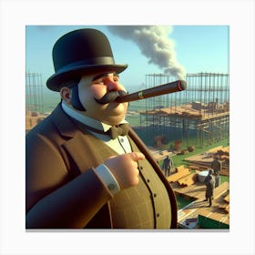 Man Smoking A Cigar Canvas Print