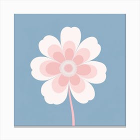 A White And Pink Flower In Minimalist Style Square Composition 543 Canvas Print