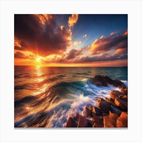 Sunset Over The Ocean 235 Canvas Print