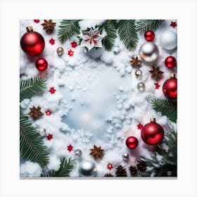 Christmas Wreath In The Snow Canvas Print