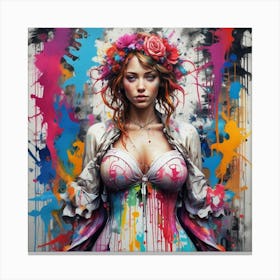 Woman In A Colorful Dress Canvas Print