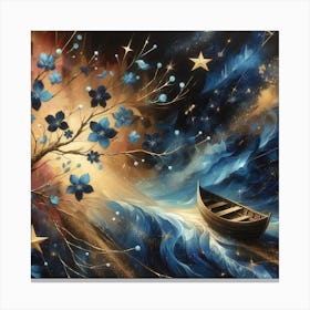 Boat and stars 3 Canvas Print