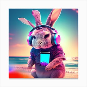 Bunny With Headphones 1 Canvas Print