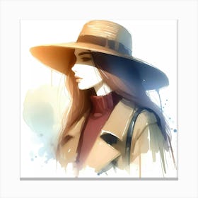 Girl In A Hat 3 Canvas Print