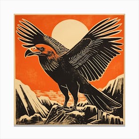 Retro Bird Lithograph California Condor 2 Canvas Print