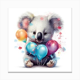 Koala With Balloons Canvas Print