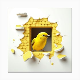 Yellow Bird In A Hole Canvas Print