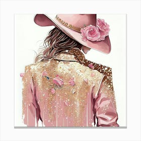 Pink Cowgirl Canvas Art Canvas Print