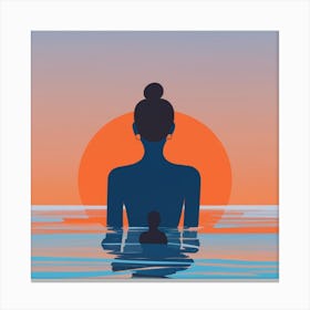 Silhouette Of A Woman In The Water Canvas Print